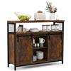 GIANTEX Mobiletto Caffè, Credenza con 2 Ante Scorrevoli e 3 Ripiani Regolabili, con Ampio Spazio di Archiviazione, Stile Rustico per Soggiorno (CAFFE)