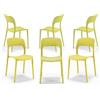 REDÒKASA Set 6 sedie in polipropilene KATE, impilabile, resistente ai raggi UV, design moderno, ideale per sala da pranzo, cucina, sala d'attesa, bar, ristoranti o da esterno (Giallo lime, 6)