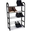 alpina Scarpiera - Armadio a 5 strati - Porta scarpe - 50 x 20 x 77 cm - Spazio per 10 - 15 paia di scarpe - Facile da montare - Nero/Argento