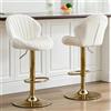chairus Set di 2 Sgabelli Cucina in Velluto Sgabello da Bar Regolabile in Altezza Sgabelli Imbottiti con Gambe in Metallo Sedia Alta Girevole per Bar/Penisola da Cucina, Beige