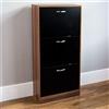 Vida Designs Scarpiera a 3 cassetti, armadio, scarpiera, organizer per mobili in legno, unità in legno, noce e nero