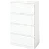 Liink1Ga Cassettiera Camera da Letto in Legno Bianca Larghezza 60 cm Cassettiere Bianche 4 Cassetti, Comodino Cassettiera e Credenza Bianco per Ufficio Soggiorno Corridoio Mobili(60x40x98CM)