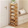 XZXWZX Scarpiera Pieghevole, Organizer Verticale per Scarpe in Bambù, Scaffale alto Multifunzionale e Stretto per Scarpe per Ingresso, Armadio, Angolo, Camera da Letto, Corridoio, Colore Legno, 7 Ripiani