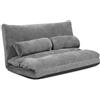 COSTWAY Divano da Terra, Divano Letto Multifunzionale Regolabile in 6 Posizioni con 2 Cuscini, con Fodera in Camoscio per Camera da Letto Salone Balcone (Grigio)