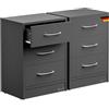 CASARIA® Comodino Set da 2 54x39x28cm in Legno 3 Cassetti Camera Letto Tavolino da Notte Comodini Grigio