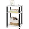 EUGAD Comodino da Letto a 3 Ripiani, Tavolino Salotto di Legno, Tavolino Divano 40x35x57,5 cm, Facile Assemblaggio, per Camera da Letto Soggiorno, Bianco+Nero