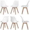 sinlikon Sedie da pranzo Pack 6 Sedia scandinava ergonomica, piedi in legno massello e cuscino in schiuma morbida