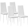 HOMCOM Set 4 Sedie Sala da Pranzo Imbottite con Schienale Alto, Sedie Cucina in Finta Pelle Cuciture a Diamante con Piedini Antiscivoli e Gambe in Acciaio per Soggiorno, 41x50x97 cm, Bianco