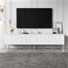 SACOOL Mobile TV bianco, 190 cm di lunghezza x 38 cm di larghezza x 48 cm di altezza, gambe dorate, design porta scanalato