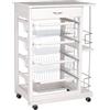 Liberoshopping Carrello LANDHELL da cucina con ruote cassetto portafrutta portabottiglie in ferro (Laccato Bianco)