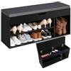 tectake® Scarpiera con Seduta Imbottita - 104 x 30 x 49 cm - Mobile Ingresso con 3 Scomparti e Cuscino, Scarpiera Ingresso per Organizzazione della Casa, 3 Scomparti Aperti - Nero