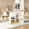 Huayz Tavolo da pranzo telescopico da cucina pieghevole per 4-6 persone, tavolo da pranzo allungabile, salvaspazio, per cucina e soggiorno, tre ripiani, 110-140 x 80 cm (bianco - B)