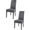 t m c s Tommychairs - Set 2 sedie Chiara per cucina bar e sala da pranzo, robusta struttura in legno di faggio verniciata grigio scuro, seduta e schienale imbottiti e rivestiti in tessuto color grigio scuro