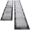 oKu-Tex 30181grau067620 - Tappeto intrecciato per camera da letto, set da 3 pezzi, grigio chiaro moderno, design geometrico, Öko-Tex 100, 2 x 67 x 140 cm, 1 x 67 x 340 cm
