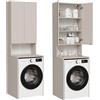 PLATAN ROOM Armadio per lavatrice e asciugatrice, 210 x 66 x 50/56 cm, bianco (cashmere (beige), profondità 56 cm)