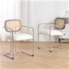 chairus Set di 2 Sedie da Pranzo Sedie da Cucina in Pelliccia Sedie da Salotto con Struttura in Metallo Sedia Imbottite per Sala da Pranzo/Ristorante, Bianca