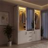 JiaOyu Armadio ad ante battenti 2 ante con specchio e 3 cassetti - Armadio di stoccaggio con asta per vestiti - Armadio polivalente per camera da letto e appartamento (130 x 52 x 180 cm + vetro)