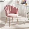 Luxstein Sedia da Toeletta in Velluto Con Gambe in Metallo Dorato, Elegante Sedia Imbottita per Soggiorno, Comoda Poltrona Lounge, Braccioli Dal Design Moderno, 62 x 56 x 79 cm, Rosa