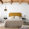 marcKonfort Testiera Letto con Rivestimento in Tela 160x60 cm Senape, Bottoni Color Marrone, Spessore complessivo 8 cm