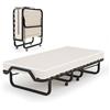 LIFEZEAL Letto Pieghevole, Letto per gli ospiti pieghevole in metallo, Singolo Pieghevole con Materasso in Memory Foam, Adulto Metallo su 4 Ruote (Beige, 200 x 80 x 41 cm)