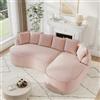 Bladez Frameless - Divano angolare modulare a forma di L, in ciniglia, con seduta extra profonda e chaise longue, divano da pavimento senza montaggio, divano curvo, per il soggiorno (rosa, 3 posti -R)