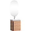 Planetmöbel Mobile sottolavabo 50 cm con specchio da bagno con illuminazione ovale, set di mobili da bagno con lavabo, sospeso, rovere dorato