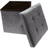 Home Tresor - Pouf Contenitore Velluto, Pouf Poggiapiedi Contenitore Velluto, Pouffe Effetto Vellutato per Divano, Soggiorno, Cameretta, Quadrato (HxLxP) 38X38X38 cm (Grigio)