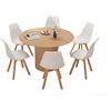 HJhomeheart Tavolo da Pranzo Rotondo da 120 cm con 6 Sedie da Pranzo, Tavolo da cucina con Base in legno, Sedie da Cucina con Schienale in Plastica, per 4-6 Persone,Marrone Chiaro+Bianco