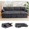 Bladez Divano letto a forma di L con portabevande intercambiabile Chaise Longue moderno soggiorno divano in cotone (grigio, 4 posti)