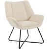 WOLTU Poltroncina Camera da Letto, Poltrone Salotto, in Lino, con Gambe in Metallo, Portata 150 kg, Beige