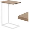 LAMO Manufaktur Tavolino laterale per laptop, divano e mobile | 45x30x67cm | struttura Bianco, piano in 100% vero legno massiccio colore: Nocciola