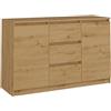 CDF Cassettiera Bassa con 2 Ante e 3 Cassetti Mobile Buffet Basso per Soggiorno e Camera Mobile Multiuso Moderno 120 x 40 x 75 cm - Rovere Artisan