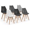 IDMarket - Set di 6 sedie SARA in mix cromatico grigio chiaro, bianco, 2 grigio scuro, 2 nero