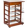 Liberoshopping Carrello LANDHELL da cucina con ruote cassetto portafrutta portabottiglie in ferro (Ciliegio)
