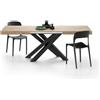 Mobili Fiver, Tavolo Allungabile Emma 140(220) x90 cm, Quercia con Gambe Incrociate Nere, per 6-10 persone, Tavolo Cucina, Soggiorno, Made in Italy