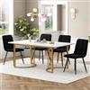 KUAKE Set tavolo da pranzo con 4 sedia in velluto, tavolo da pranzo da cucina per casa e famiglia, gambe in metallo dorato + 4 sedie nere