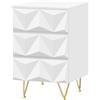 EUGAD Comodino con 3 Cassetti, Tavolino Cassettiera Moderno, 40x40x62,5 cm | Frontale in Rilievo, per Camera da Letto, Soggiorno, in Legno e Metallo, Bianco e Dorato