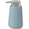 Inbagno Dispenser Sapone Liquido in Ceramica Turchese Opaco E Cromo - Dosatore Sapone da Appoggio Design Tondo Antibatterico H 14 cm - Linea Sidney