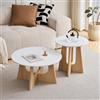GrandCA HOME Set di 2 Tavolino Rotondo da Caffè, Tavolino da Soggiorno in Stile Minimalista Moderno, Materiale in Fibra di Legno a Media Densità, Adatto per Soggiorno, Camera da Letto - Bianco