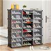 LANTUS Guardaroba Modulare, Armadietto Modulare in Plastica con Ante, Scarpiera, Mobiletto, per Abiti, Scarpe, Giocattoli, Libri, Facile da Assemblare, guardaroba, (8 piani e 12 porte)
