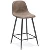 MONDO VIRO Set di sgabelli imbottiti alti Brig in similpelle con poggiapiedi cm 50x44 84h (4, Tortora)