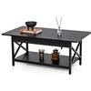 LIFEZEAL Tavolino da Salotto, Tavolino Basso a 2 Ripiani, Tavolino da Caffè, Tavolino da Divano, in Legno, Teliao in Acciaio, Barre Rinforzate a X, per Soggiorno, 110x60x48 cm, Max 125kg, Nero