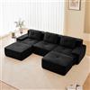 Bladez Divano modulare a forma di L divano ad angolo con pouf pouf soggiorno divano con comfort e supporto per seduta profonda, senza montaggio 32D ad alta elasticità schiuma Boneless Divano (nero, 3 posti+2