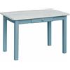 k koma Tavolo da pranzo blu con cassetto, tavolo da cucina in legno di pino massiccio nuovo produttore non trattato (70 x 130)