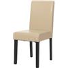 Mendler Sedia Littau ecopelle soggiorno cucina sala da pranzo 43x56x90cm - avorio piedi scuri