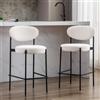 chairus Cucina Sgabelli da Bar Set di 2 Sala da Pranzo Pelliccia Sintetica Sgabello da Tavolo con Gambe in Metallo (Bianco)