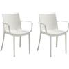 HOUSE COLLECTION, SEDIE VICTORIA CON BRACCIOLI, SEDIA MONOBLOCCO IMPILABILE IN POLIPROPILENE, BIANCA (BCA124x2)