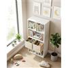 Soayone Libreria per Bambini e Ragazzi Scaffale porta Giocattoli con 2 Cassetti in Tessuto Mobile porta Libri Multiuso per Cameretta e Soggiorno Struttura Stabile 50 x 29 x 121 cm Bianco