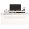 WHOUS Mobile Porta TV POTENZA per Soggiorno con 1 Anta Laterale e 1 Anta a Ribalta, Mobile Tv per Salotto in Legno, 200x40x35 cm, Bianco Laccato Lucido
