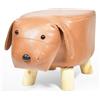Generico Pouf Animaletto Imbottito H25 cm con Gambe in Legno, Sgabello Poggiapiedi per Cameretta e Salotto, Design Cagnolino, Ippopotamo, Elefante o Maialino, Sedia Decorativa (Caffè, Cagnolino)